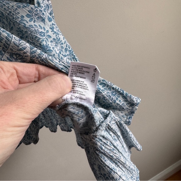 Patrons of Peace Blue Paisley Sleeveless Top – Size Large, Boho Peplum, Slight C - Picture 6 of 9